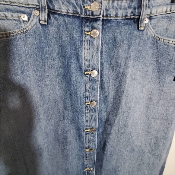 Ralph Lauren button front raw hem midi Denim Jeans Button skirt Size 8 Med New - Picture 4 of 10
